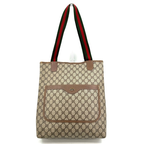 Vintage Gucci Supreme Shoulder Sherry Line PVC Leather Tote Bag GG Authentic - Picture 1 of 15